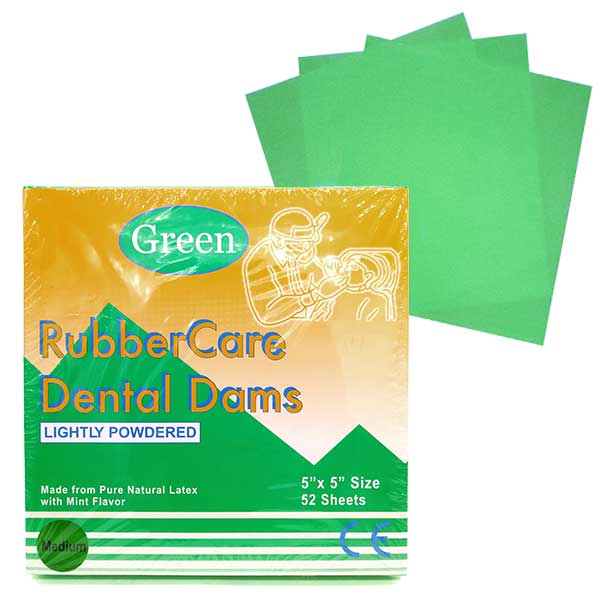 Goma Dique Rubber Care 5x5 Verde (52 un)